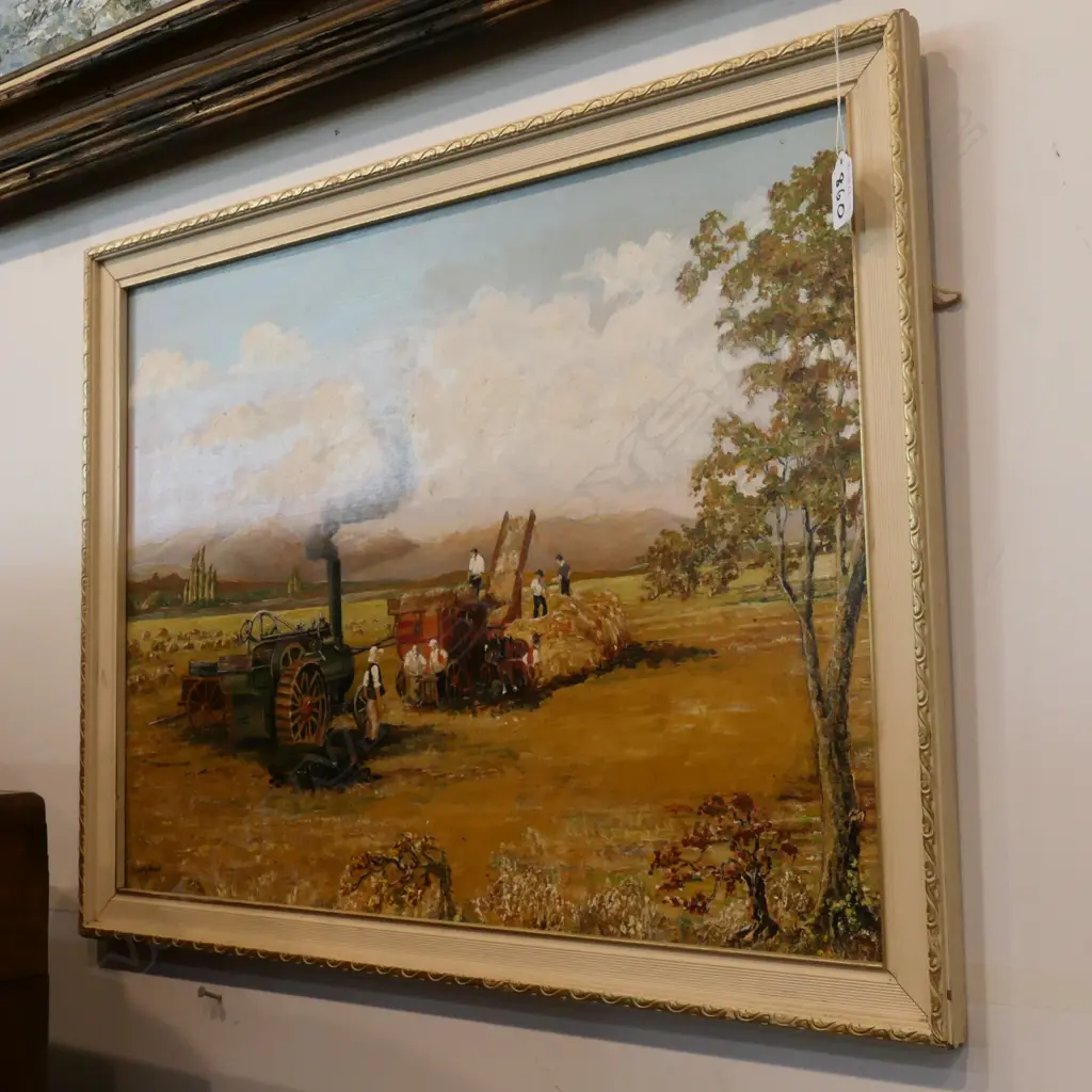 OIL ON BOARD, SIGNED LONGMAN, AGRICULTURE SCENE, H.420 X 560 Image 1++