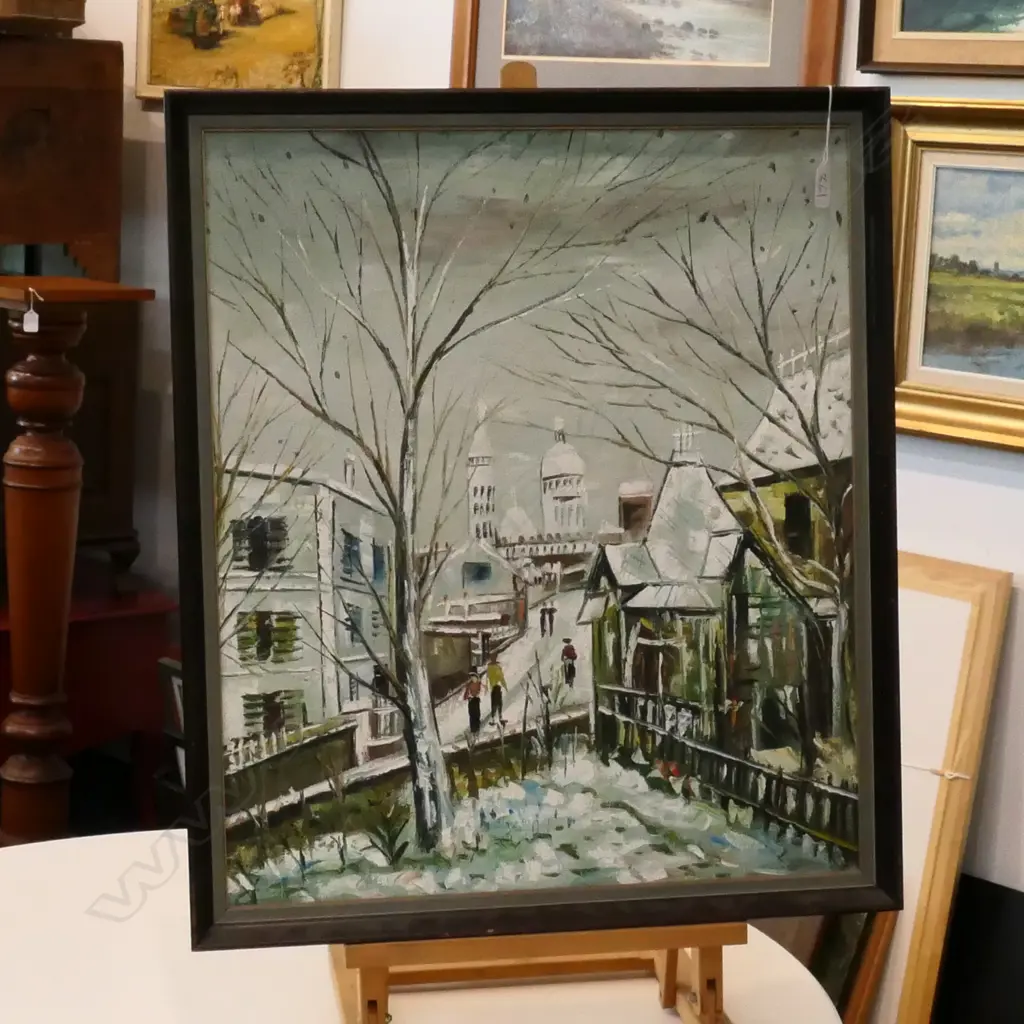 OIL ON BOARD MONTMATRE UNDER SNOW MAURICE UTRILLO 1912-1955 550MM H 640MM W Image 1++