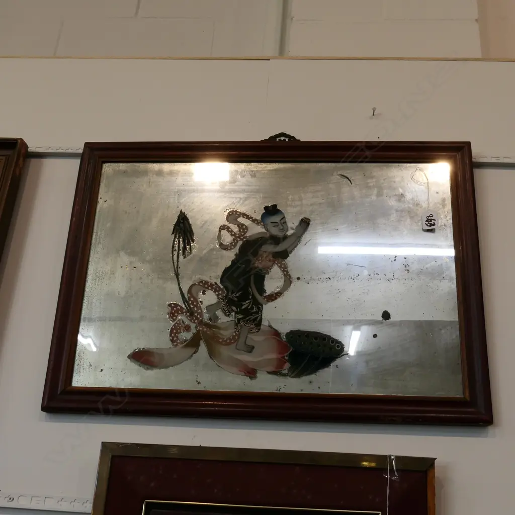19THC REVERSE PAINTED MIRROR FRAMED 480x675mm Image 1++
