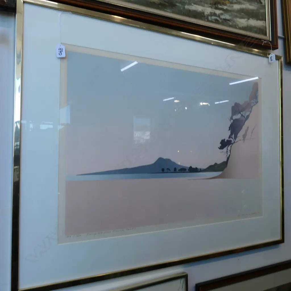 MALCOLM WARR 'RANGITOTO FROM MUSIK POINT' LTD ED PRINT 146/160 1040 MM W X 780MM H Image 1++