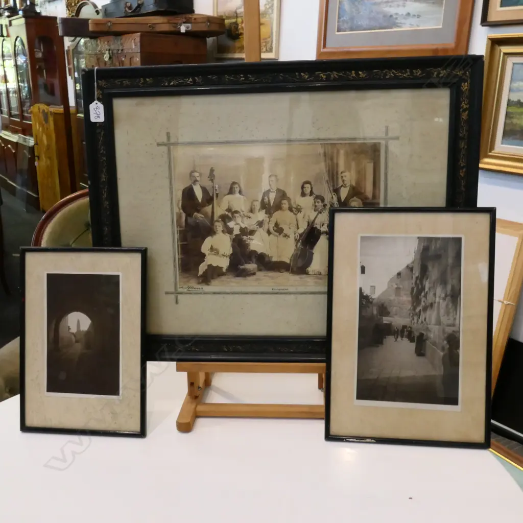 VICTORIAN ORCHESTRA PHOTOGRAPH AND 2 PHOTOGRAPHS OF JERUSALEM Image 1++