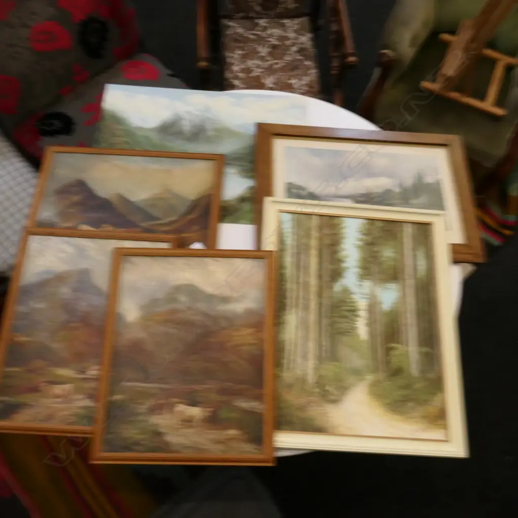 5 PAINTINGS 1 PRINT: 3 OILS OD SCOTTISH HIGHLAND SCENES... Image 1++