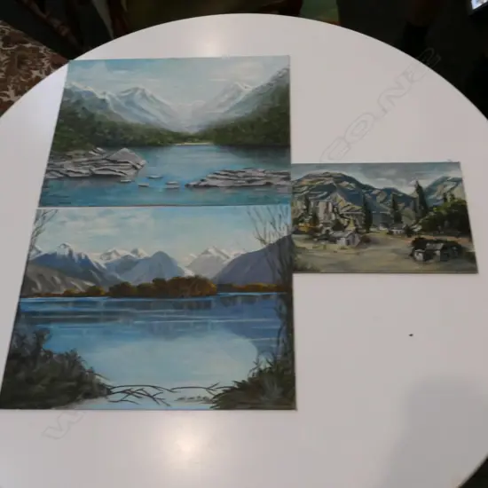 VINCENTE MAJOR MBE, 3 UNFRAMED ACRYLICS ON BOARD 'ROUTEBURN', 'GLENORCHY' & 'BANNOCHBURN'