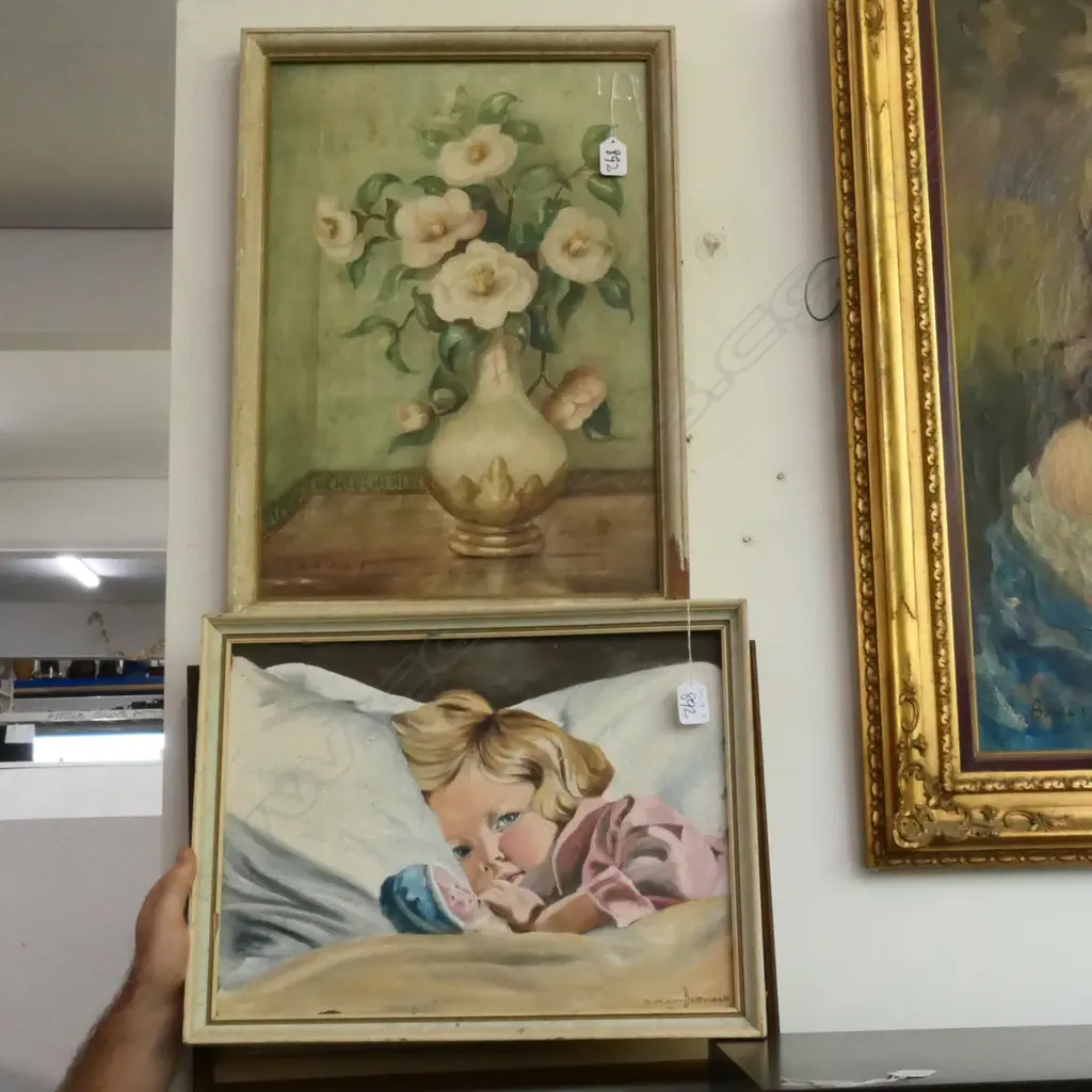 MYRTLE MCDONALD W/C STILL LIFE  + C.M. Von BERWALD OIL PORTRAIT Image 1++