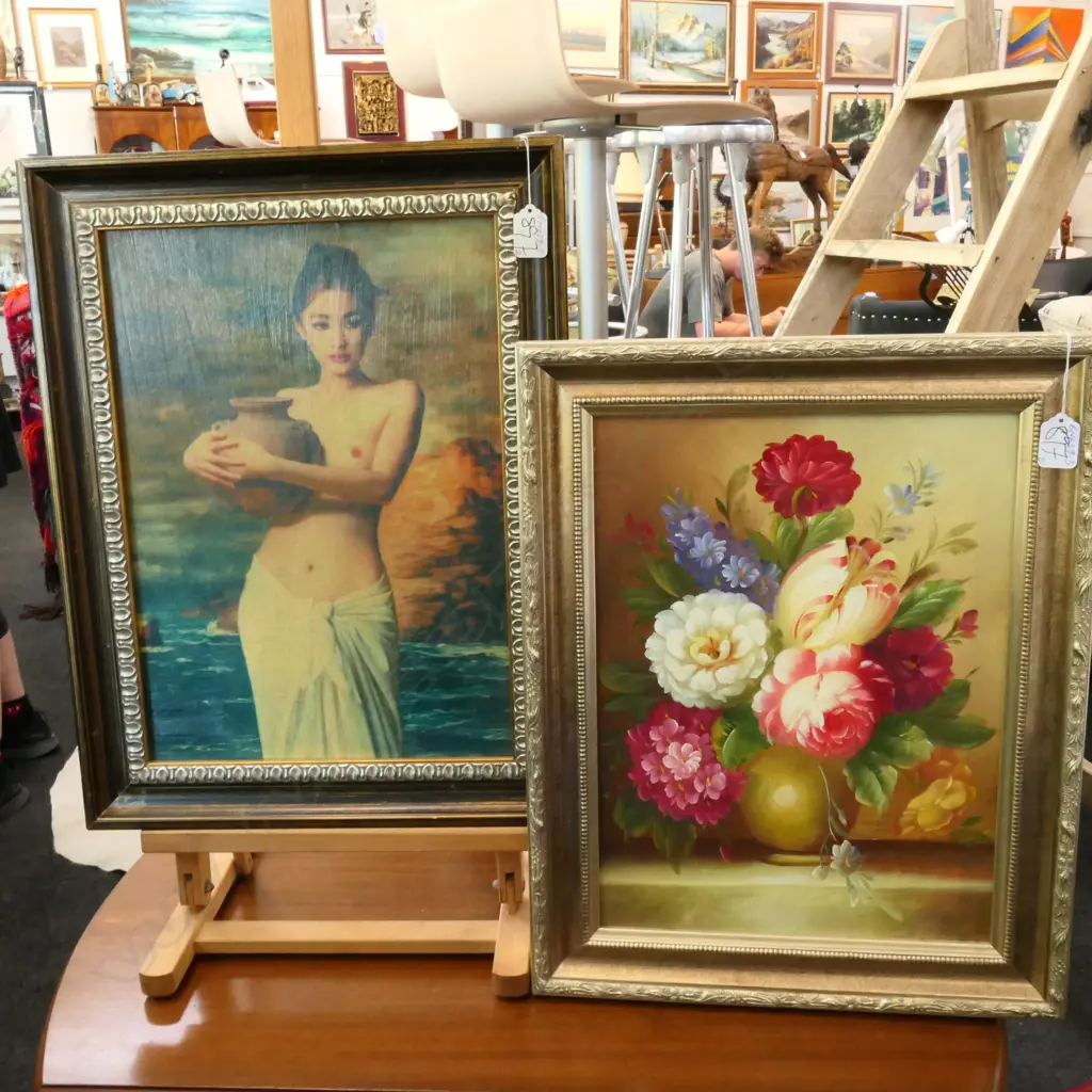 PAINTING STILL LIFE & PRINT YOUNG WOMAN... Image 1++