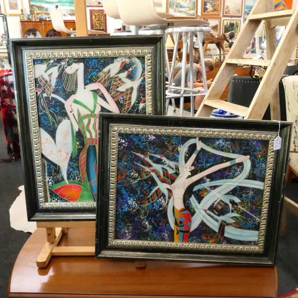 2 MODERN ACRYLICS STYLISED WOMEN 300 X 390MM Image 1++