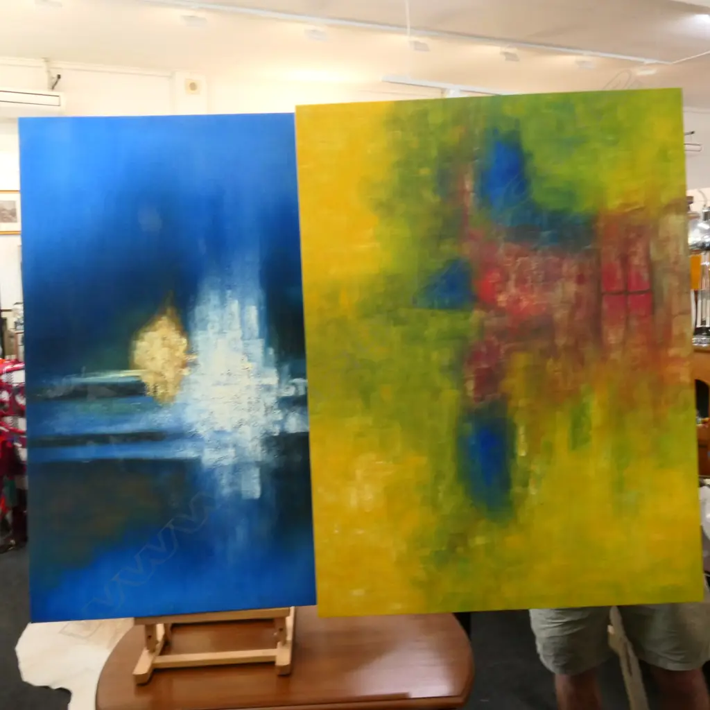 TWO ABSTRACT OIL PAINTINGS 750 X 1000 Image 1++