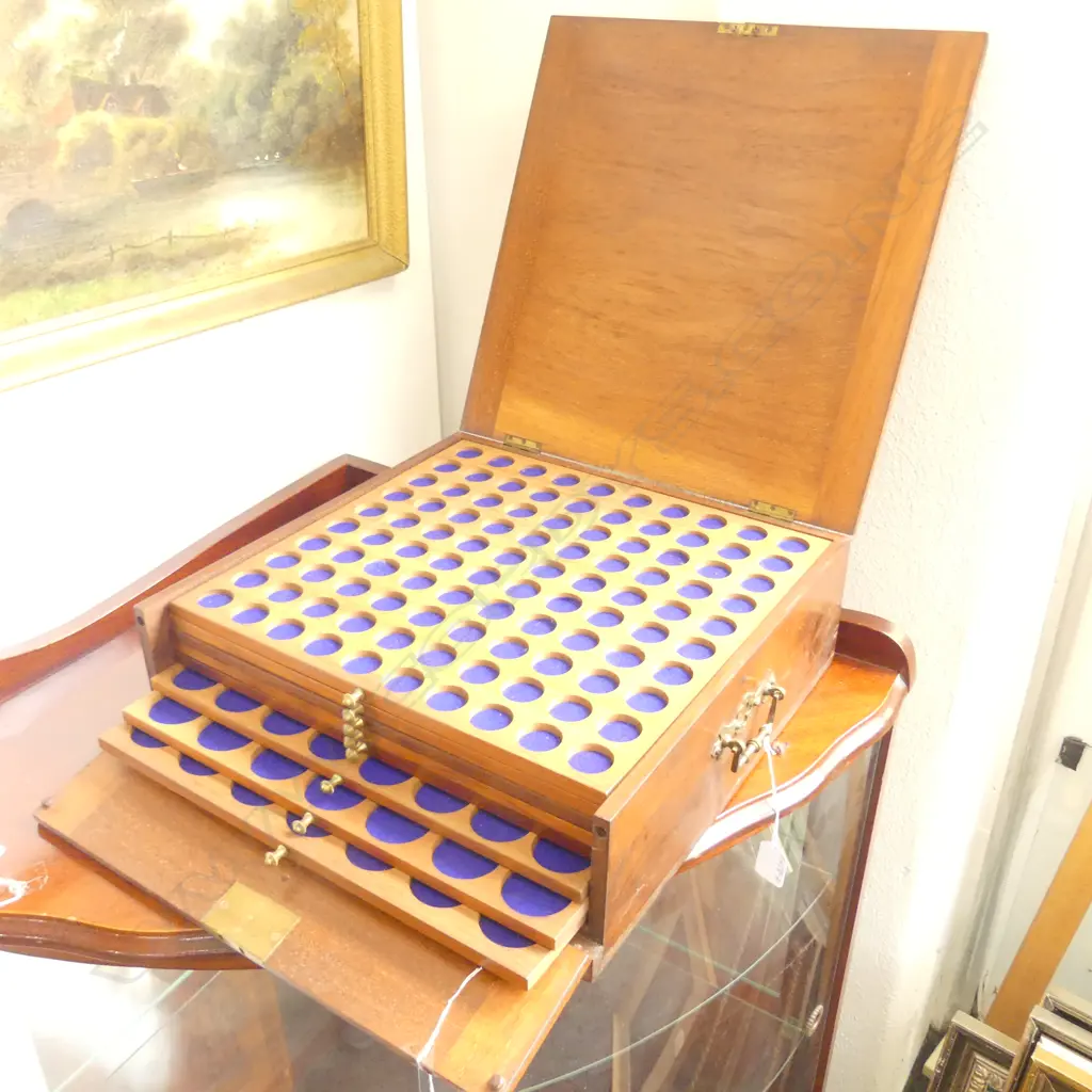 VICTORIAN MAHOGANY 8 DRAWER BOXED COIN CHEST Image 1++