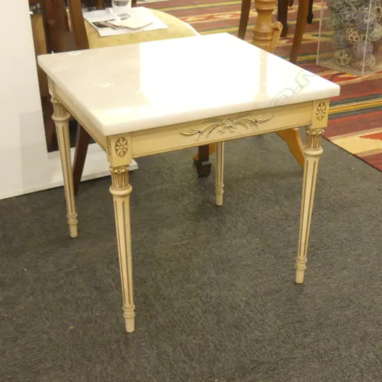 SQUARE MARBLE TOPPED TABLE 530MM SQ 520MM H