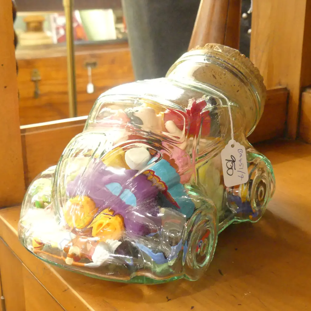 VW COOKIE JAR WITH ASST PLASTIC COLLECTABLES L 230 MM Image 1++