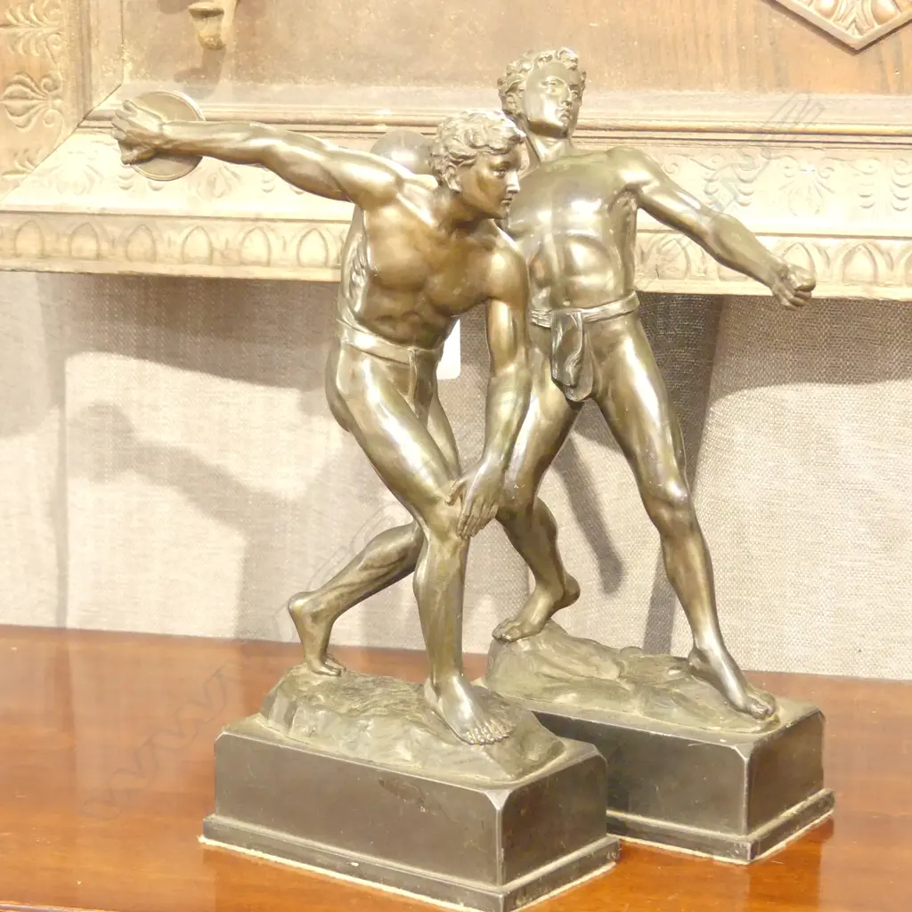 PR BRONZED GREEK MALE OLYMPIC FIGURES BY HERMANN EICHBERG Image 1++