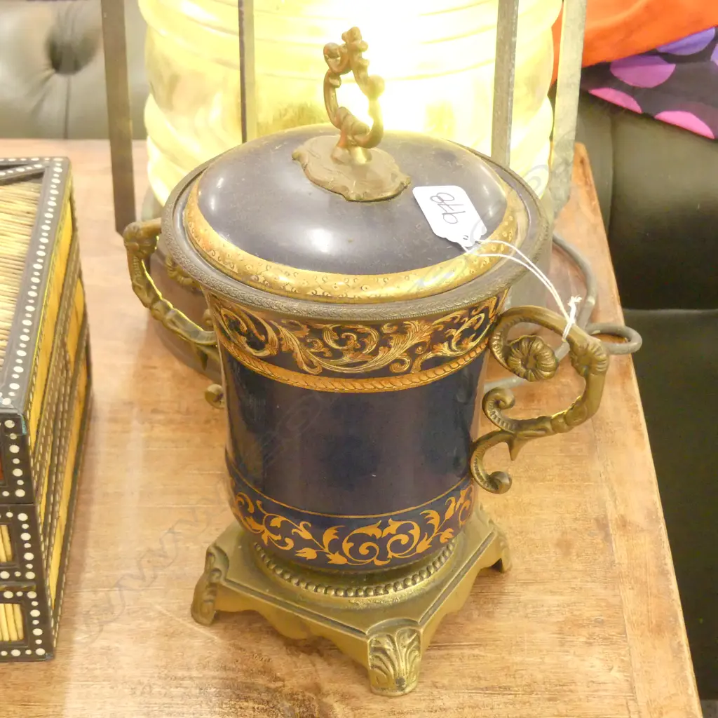 ORMOLU AND BLUE PORCELAIN LIDDED URN Image 1++