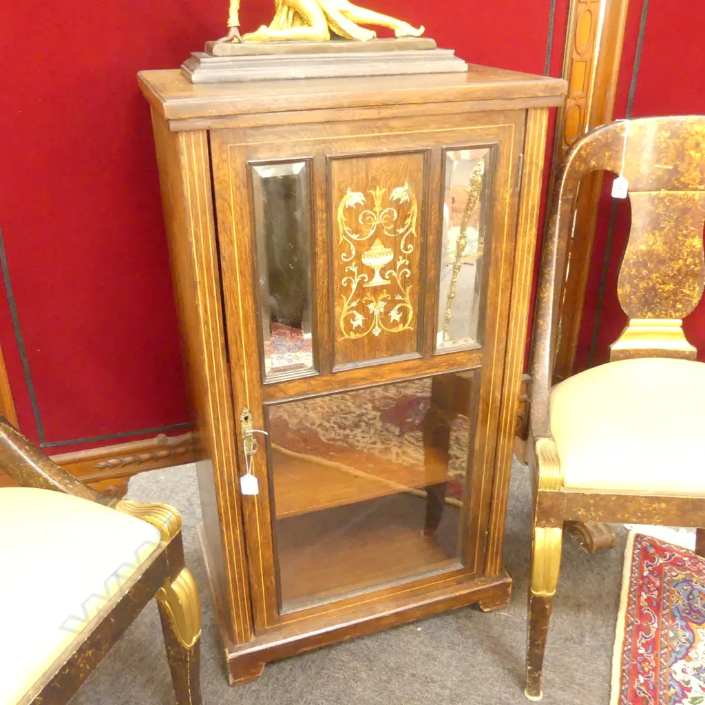 MIRROR AND INLAY MUSIC CABINET 950MM H 540MM W Image 1++