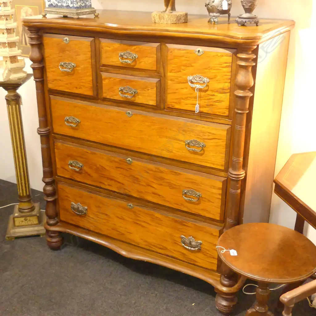 KAURI COLONIAL SCOTCH CHEST WITH MOTTLED KAURI DRAWER FRONTS H 1200 MM Image 1++
