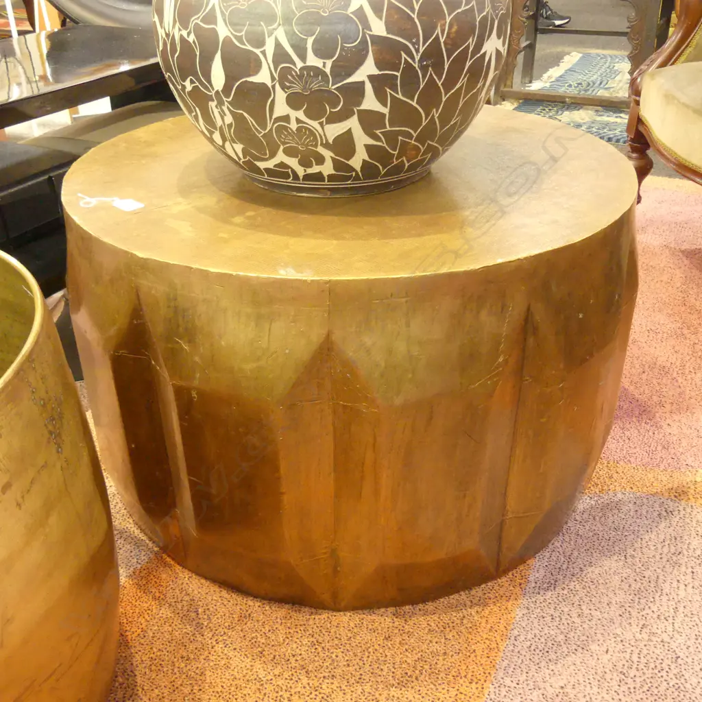 LARGE GILDED DRUM TABLE D 710 MM Image 1++