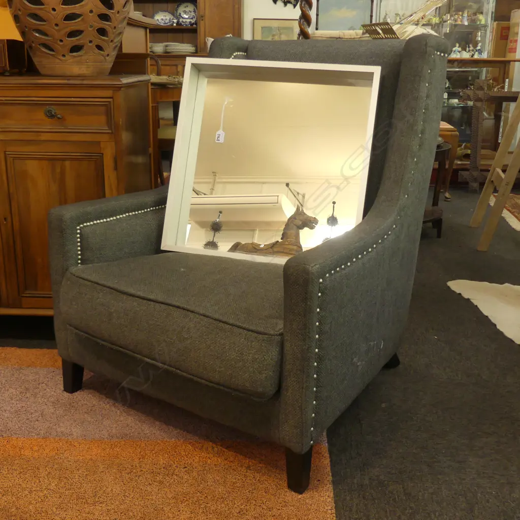 A KELLY HOPPEN CONTEMPORARY WING BACK ARMCHAIR Image 1++