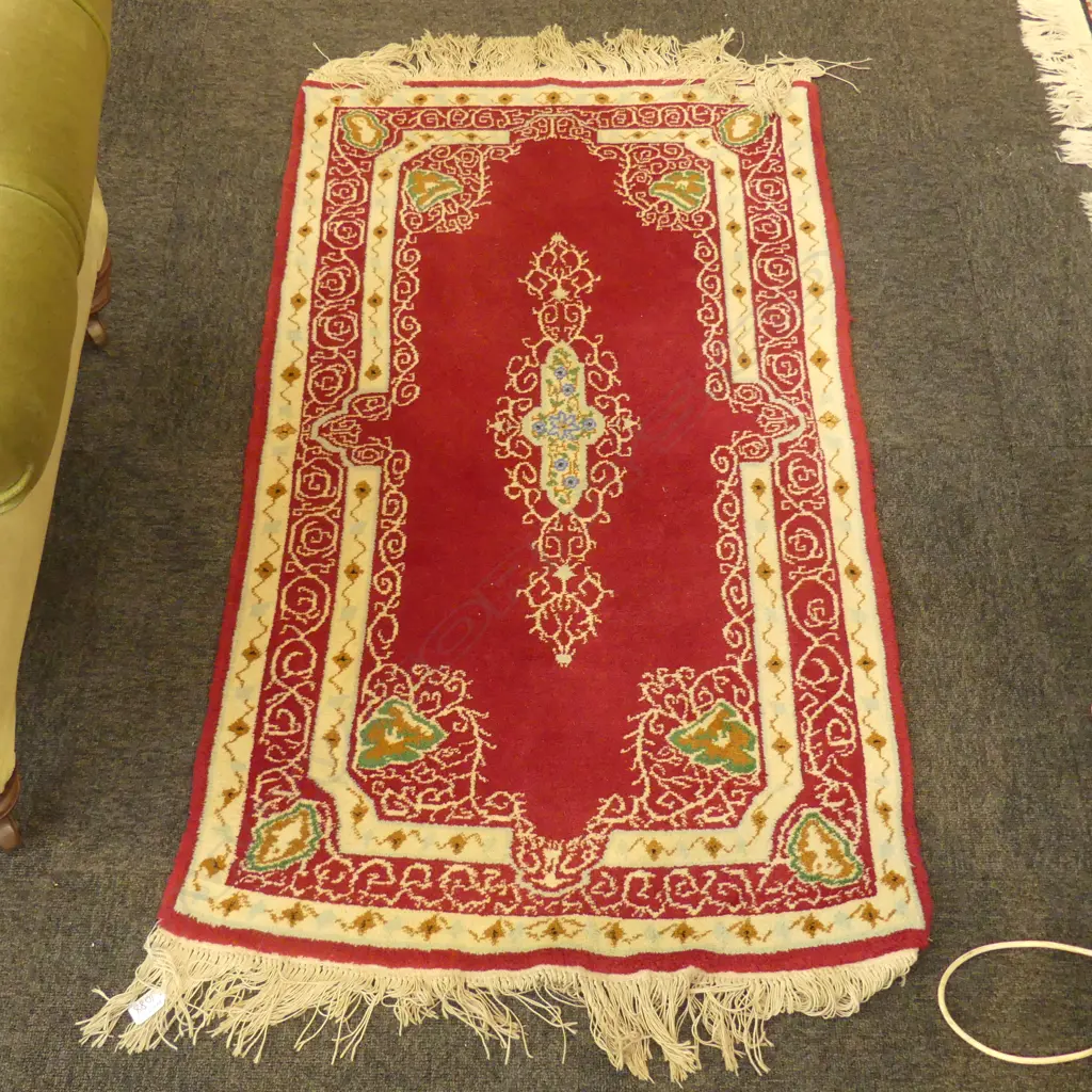 RED HANDKNOTTED RUG 120 X 70 CM Image 1++