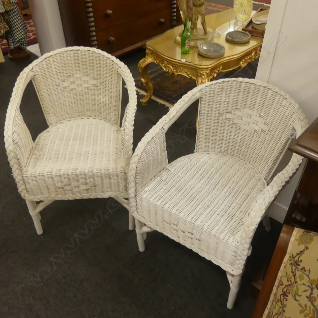 PR OF WHITE CANE CHAIRS Image 1++