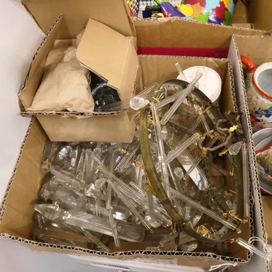 BOX LOT CRYSTAL CHANDELIER DROPS