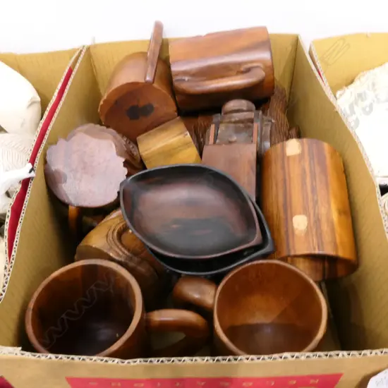 LOT ASST CARVED WOODEN ITEMS