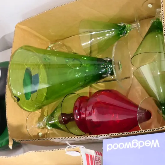 BOHEMIA GLASS JUG + STEMMED GLASSES ETC