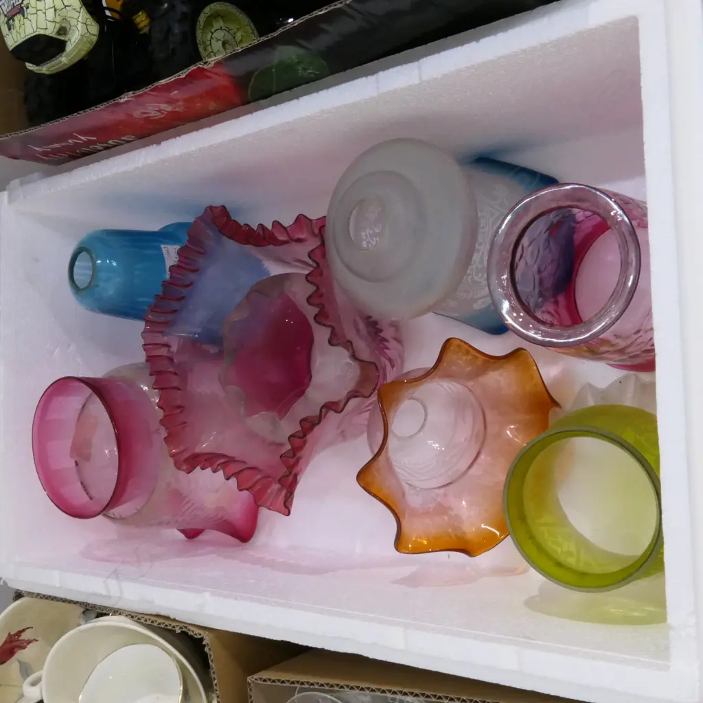 BOX LOT COLOURED VICTORIAN / EDWARDIAN SHADES Image 1++