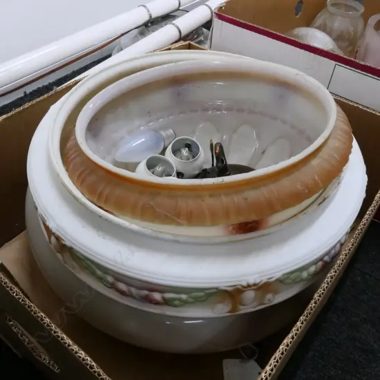 BOX LOT ASST. ART DECO LIGHT SHADES