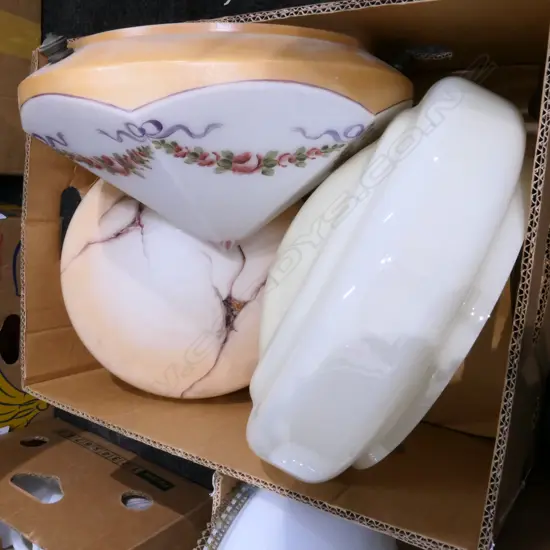 BOX LOT LARGE VINTAGE LIGHTSHADES