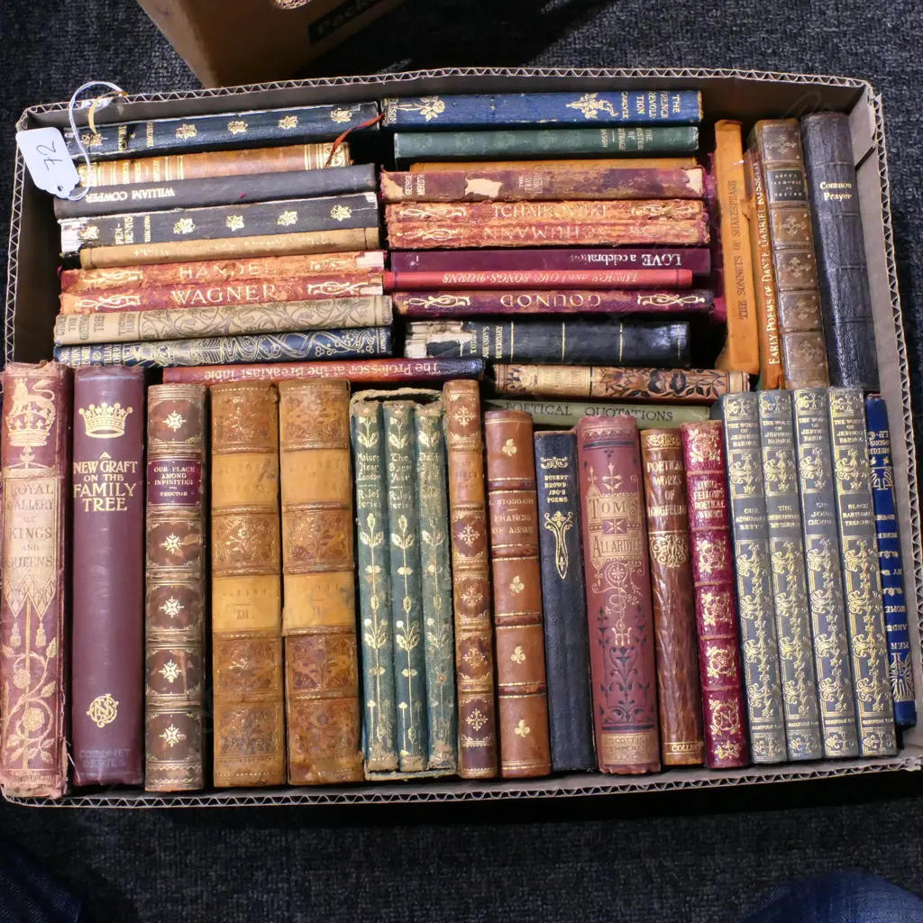 LOT ASST LEATHER BOUND BOOKS ETC Image 1++
