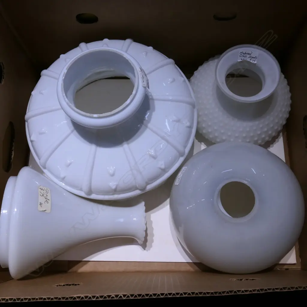 BOX LOT ASST. VINTAGE LIGHT SHADES Image 1++