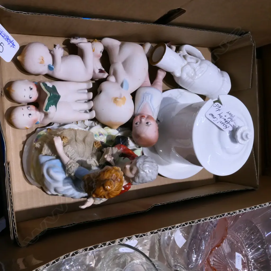 BOX LOT ASST. CHINA INCL. ROYAL DERBY, BABIES Image 1++