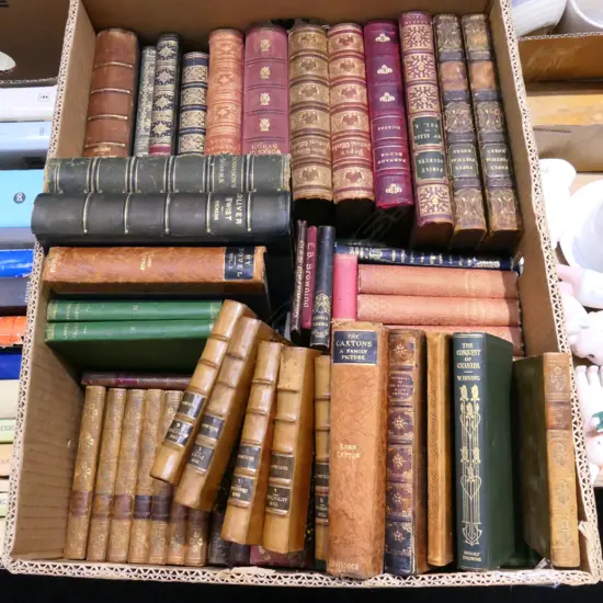 LOT ASST LEATHER BOUND BOOKS ETC