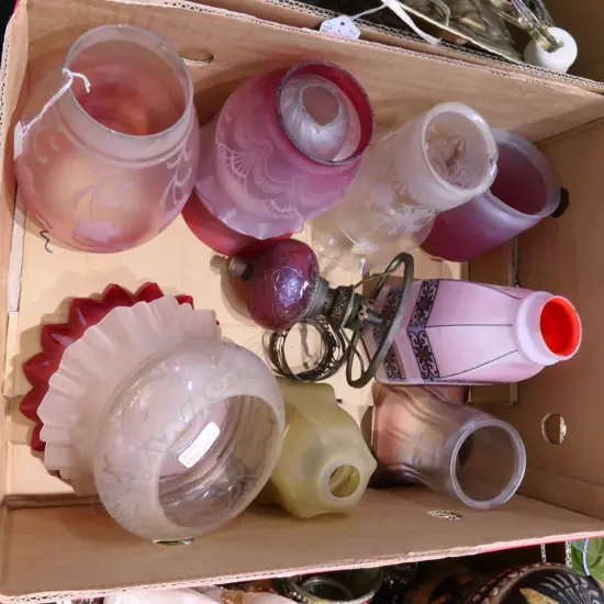 BOX LOT PINK VICTORIAN LIGHTSHADES