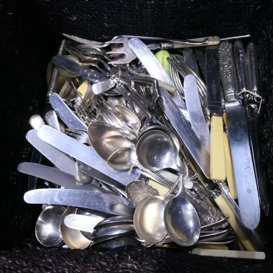 BIG BASKET OF MIXED CUTLERY