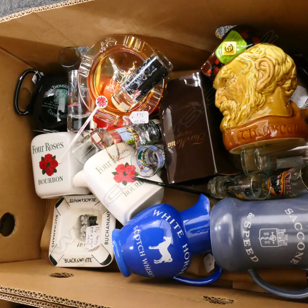 BOX LOT ASST. WHISKY JUGS ETC Image 1++