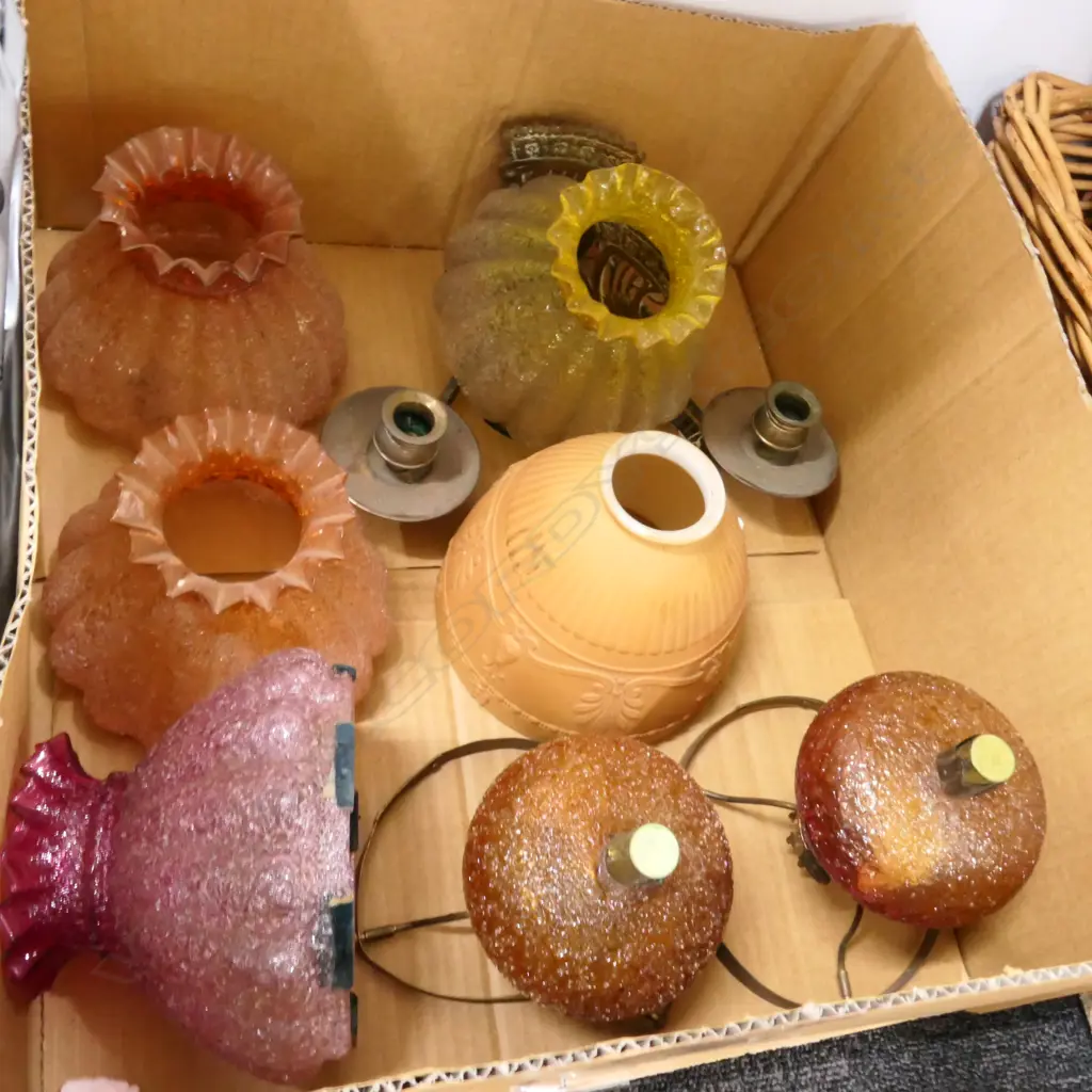 BOX LOT VICTORIAN LIGHT FITTINGS ETC Image 1++