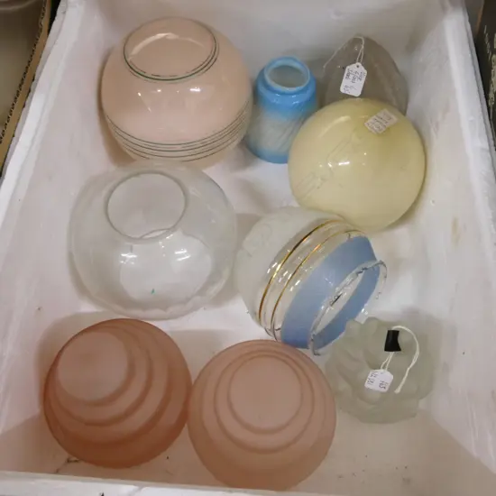 BOX LOT ASST. ART DECO SHADES