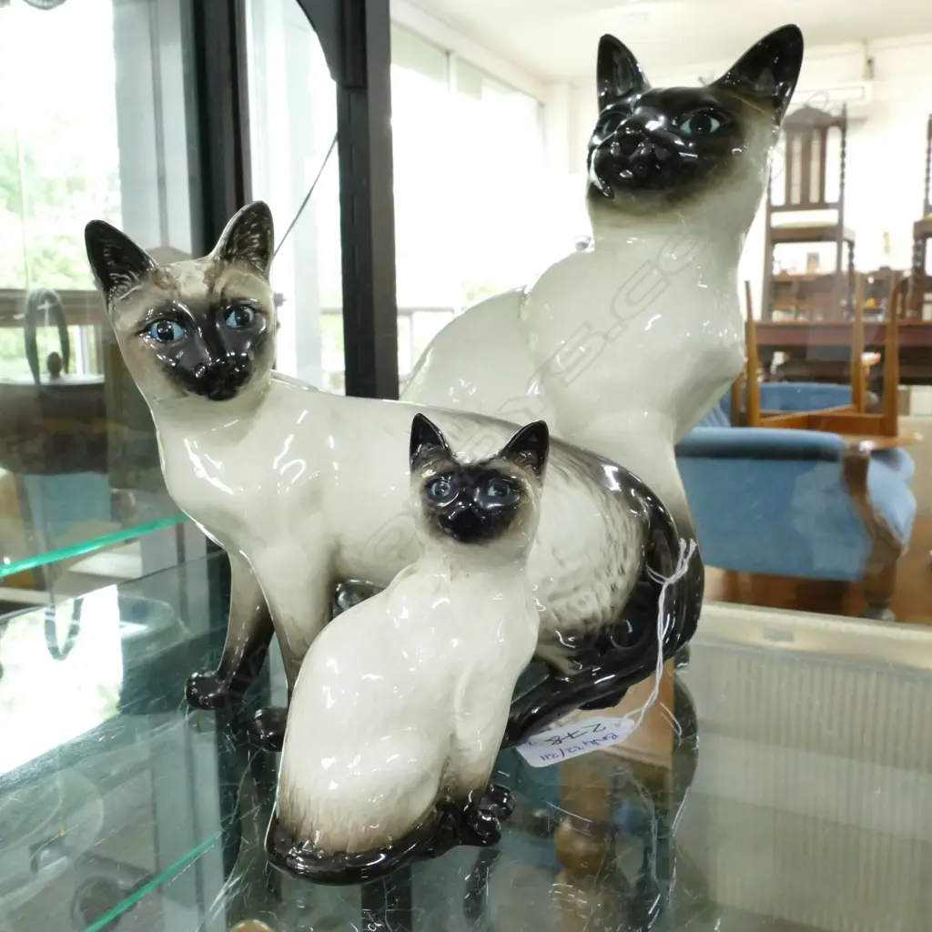 3 BESWICK SIAMESE CATS LARGEST 250MM H Image 1++