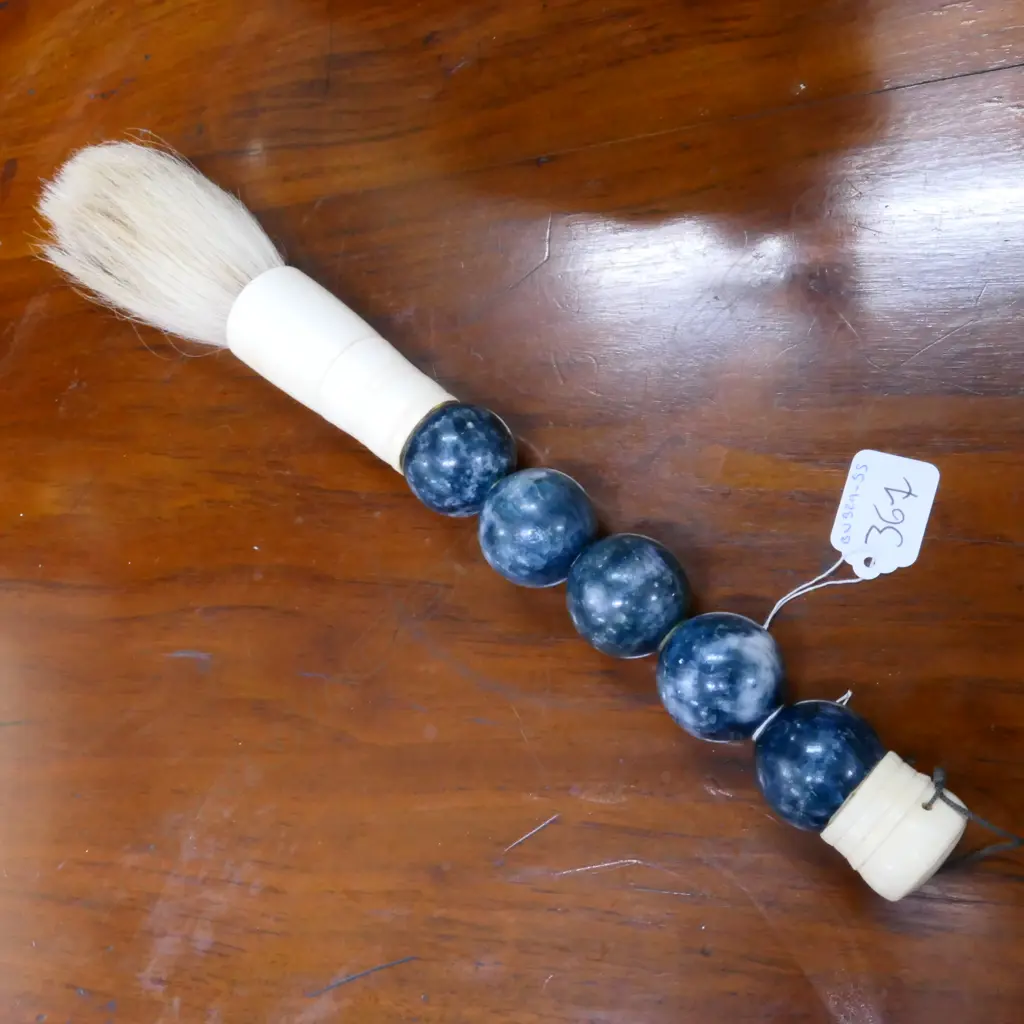CHINESE CALIGRAPHY BRUSH GEM STONE & BONE Image 1++