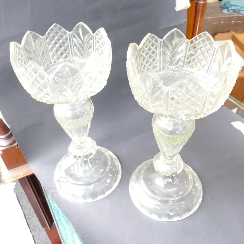 PAIR VICTORIAN CANDLESTICKS 310MM H Image 1++