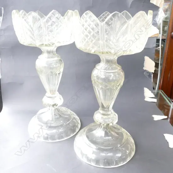 PAIR VICTORIAN CANDLESTICKS 310MM H