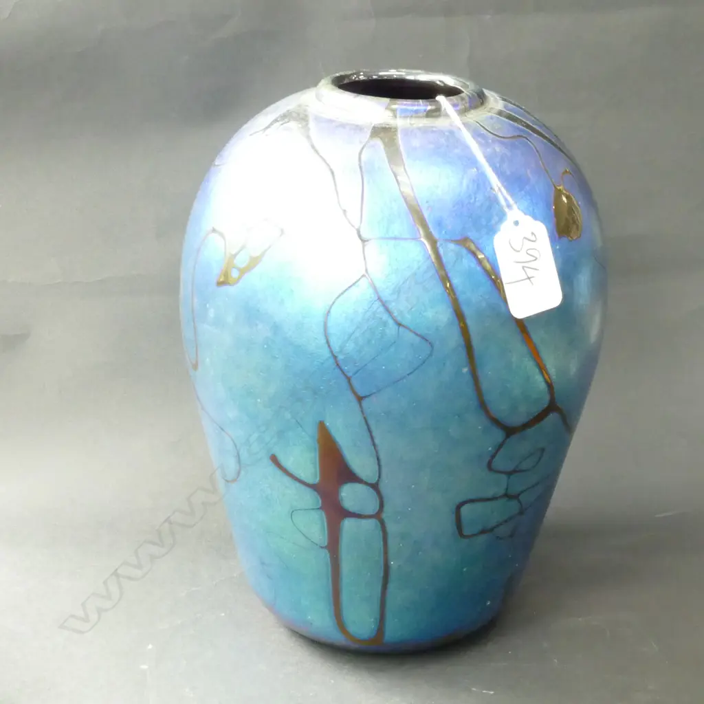 GARRY NASH IRREDESCENT OVOID VASE SIGNED DATED 96 Image 1++