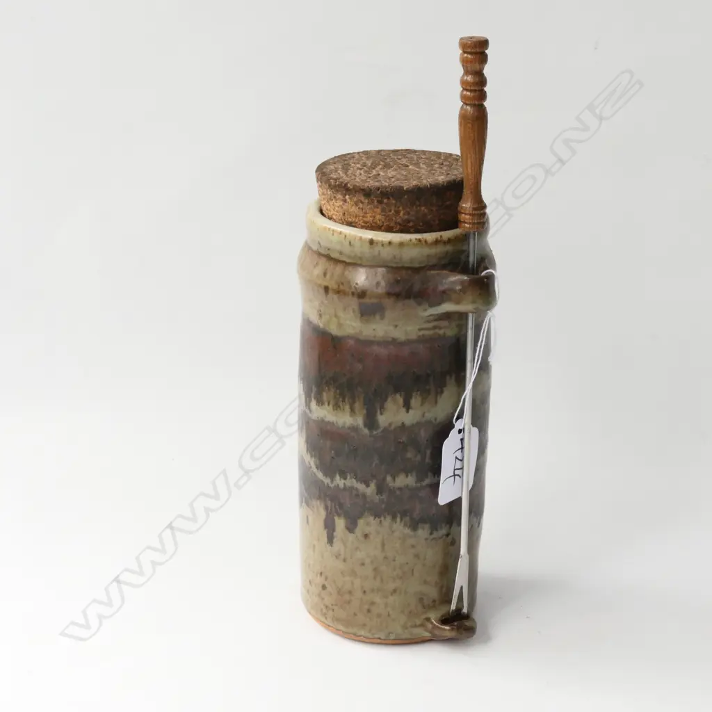 IAN FIRTH JAR WITH ATTACHED FORK 210MM H 18916 Image 1++