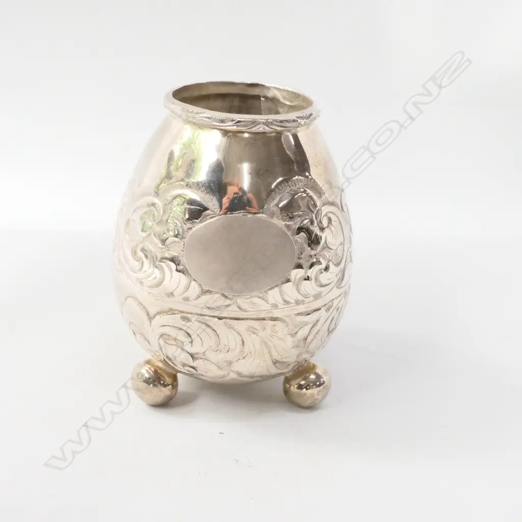 3 FOOTED OVOID VASE STAMPED 800 Image 1++
