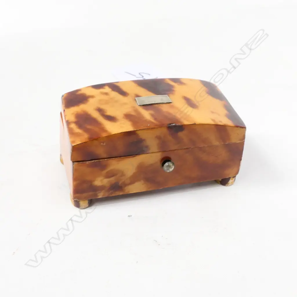 19thC TORTOISE SHELL SMALL BOX, L65mm Image 1++