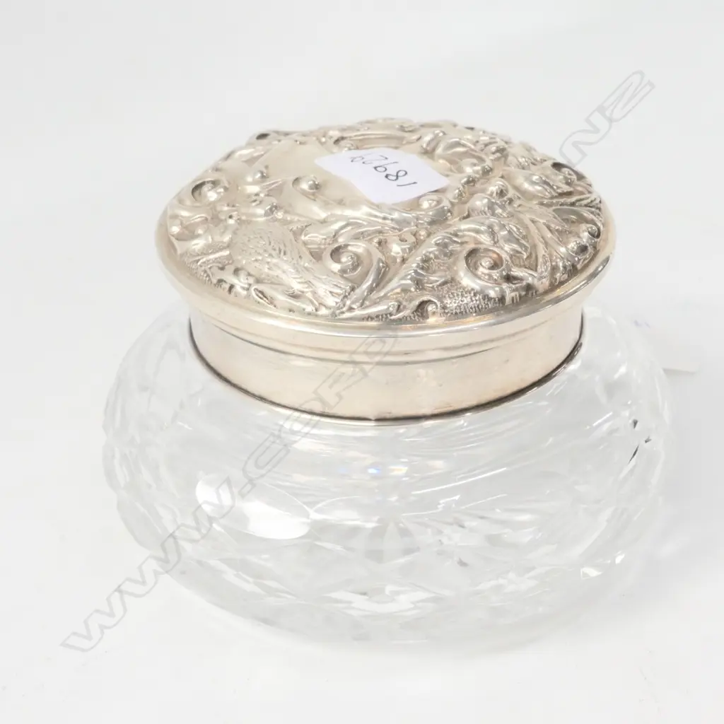 BIRMINGHAM 1988 STERLING SILVER LIDDED POWDER BOWL WITH INTERIOR MIRROR TO LID 18929 Image 1++