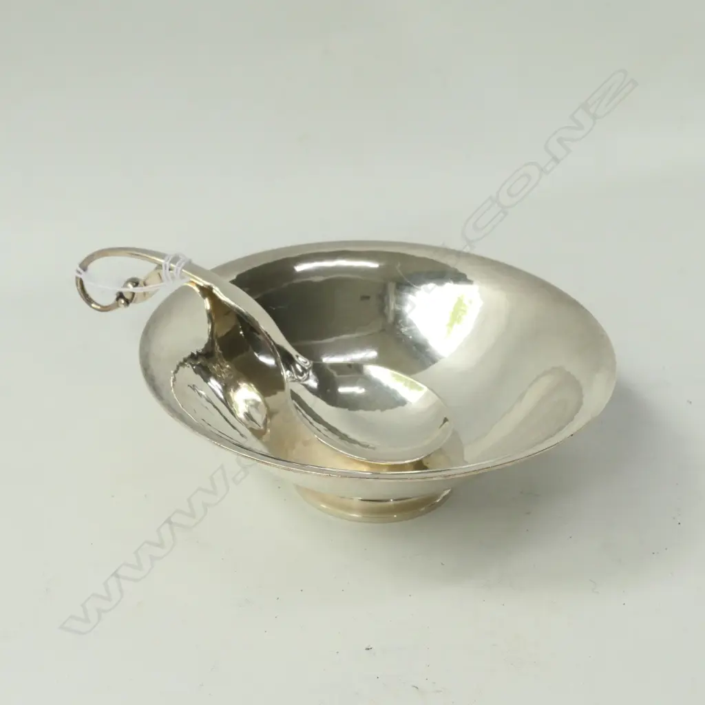 GEORG JENSEN SILVER PRESERVE DISH & SPOON Image 1++