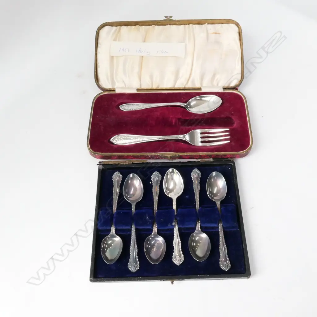 6 SILVER COFFEE SPOONS - SHEFFIELD 1896 (77GMS) + SILVER FORK + SPOON Image 1++