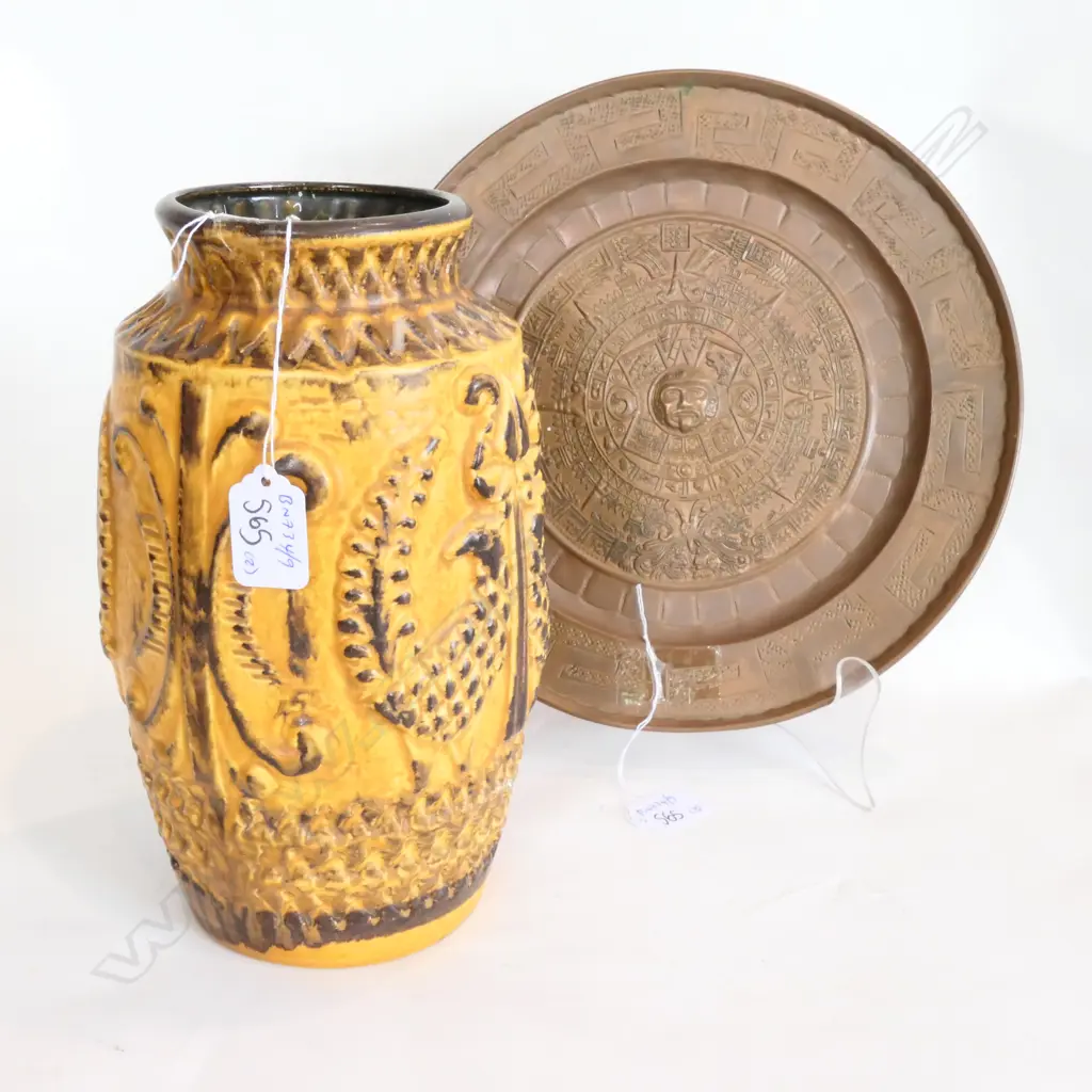 GERMAN STUDIO VASE + COPPER PLAQUE H 270 MM Image 1++
