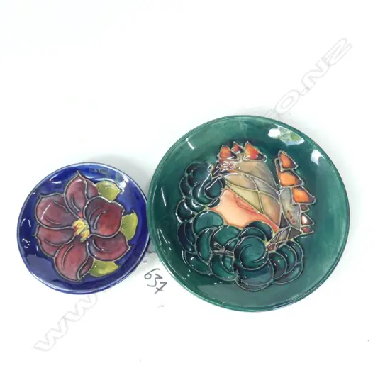 2 SMALL MOORCROFT DISHES Dia.'S 120 & 80mm